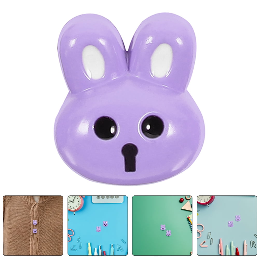 LOLIPPYY 10Pcs Resin Rabbit Buttons Purple Cute 3D Animal Buttons for ...
