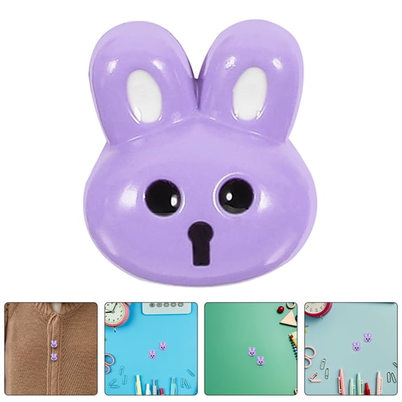 LOLIPPYY 10Pcs Resin Rabbit Buttons Purple Cute 3D Animal Buttons for Crafting and Sewing