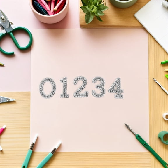 LOLIPPYY 10Pcs Rhinestone Number Sew on Patches White Embroidery Applique for Clothing and Bags