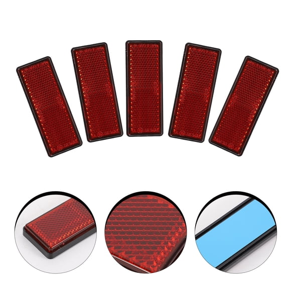 LOLIPPYY 10Pcs Self-Adhesive Red Car Reflectors Reflective Strips Waterproof Warning Stickers for Safety