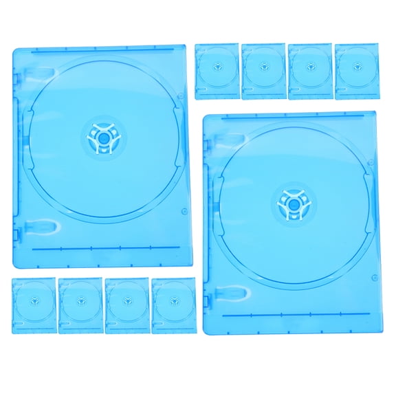 LOLIPPYY 10Pcs Sky Blue Semi Transparent Cd Dvd Storage Boxes Space Saving Disc Organizer