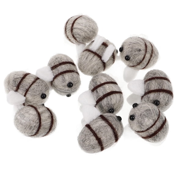 LOLIPPYY 10Pcs Small Grey Felt Bee Craft Supplies for DIY Hair Accessories and Decorative Use