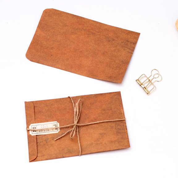 LOLIPPYY 10Pcs Small Kraft Envelopes for Postcard Container Brown Retro
