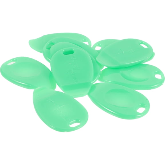 LOLIPPYY 10Pcs Small Light Green Plastic Scraper Tool for Cards and Sticker Removal