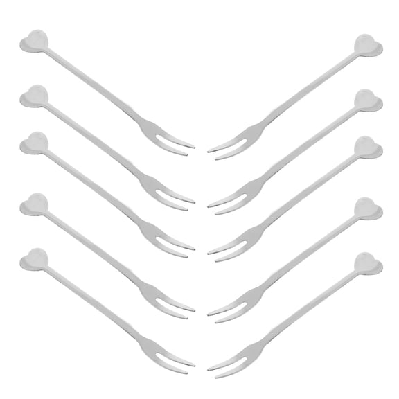 LOLIPPYY Set of 10 Small Stainless -Shaped Dessert Forks for Cake, Fruit, Appetizers, and Party Use