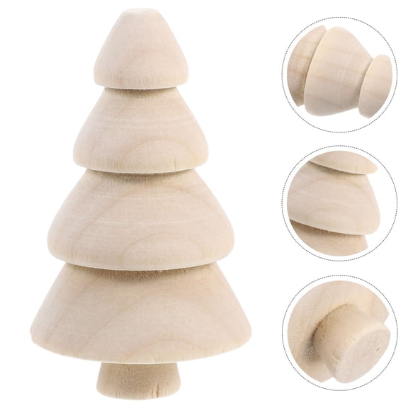 LOLIPPYY 10Pcs Small Wooden Christmas Trees Unpainted Natural Wood Figures for Holiday Crafting