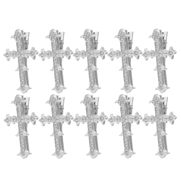 LOLIPPYY 10Pcs Sparkly Metal Cross Hair Clips Elegant Cross Hair Ornaments for Church Or Party
