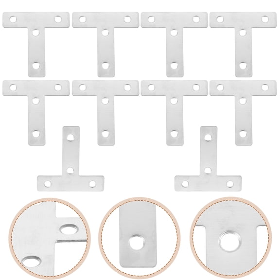 LOLIPPYY 10Pcs Steel Brackets Right Angle T-Shape Stainless Steel for Handymen in Repair Work