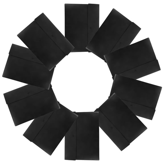 LOLIPPYY 10Pcs Thickened PP Plastic Document Folders Black with Button Fastener for Office File Storage
