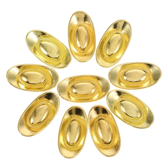 LOLIPPYY 10Pcs Tiny Figurines Elegant Decor Golden Zinc Alloy Oval Wealth Symbol For Shop Showcase