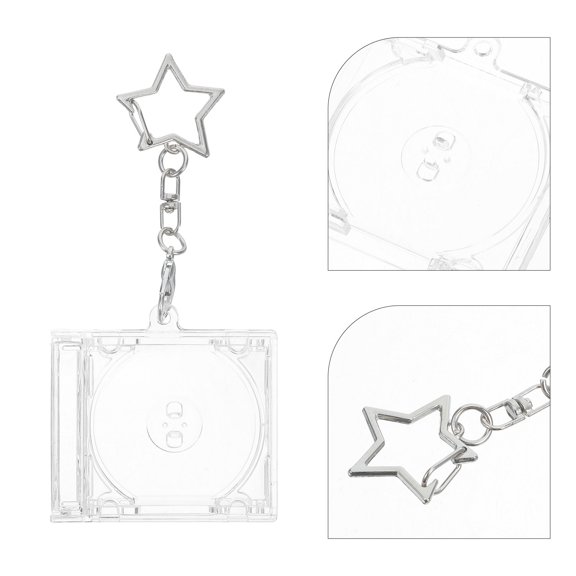 LOLIPPYY 10Pcs Transparent Cd Jewel Keyrings for Music Lovers and DIY Crafts