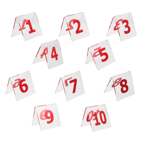 LOLIPPYY Set of 10 Transparent Acrylic Double-Sided Table Number Signs for Weddings, Restaurants, Banquets, and Events