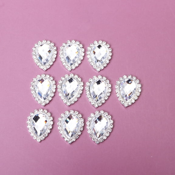 LOLIPPYY 10Pcs Transparent Drop Shape Jewelry Accessory Alloy Material for Fashion Decoration