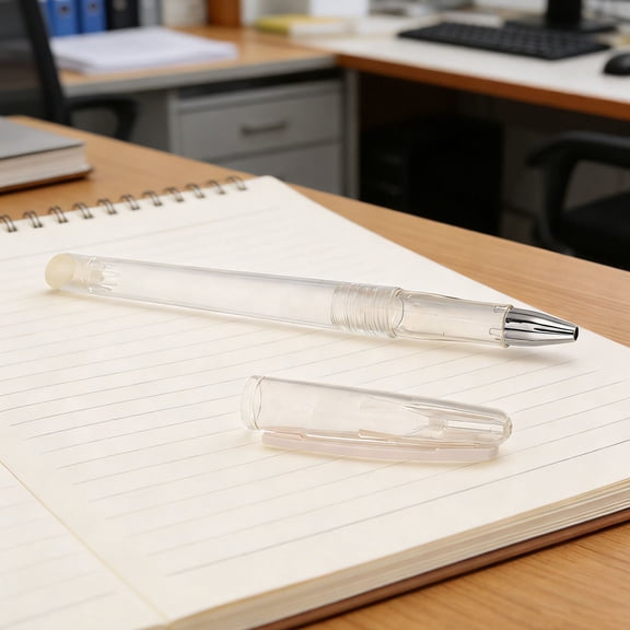 LOLIPPYY 10Pcs Transparent Plastic Empty Pen Shells with Refillable Ink System and Eraser Tips for Office Supplies