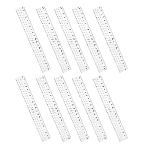 LOLIPPYY 10Pcs Transparent Plastic Rulers with Bold Large Numbers and Waved Edge for Easy Reading and Drawing