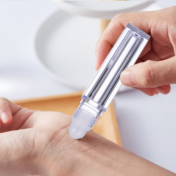 LOLIPPYY 10Pcs Transparent Square Plastic Roller Bottles for Essential Oils and Perfume Oils Travel