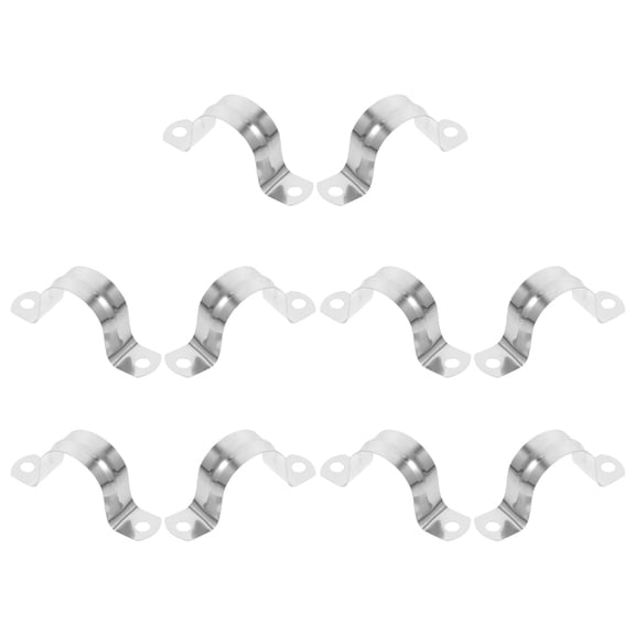 LOLIPPYY 10Pcs U Shape Conduit Pipe Clamp Stainless Steel Double Hole Strap for Hose and Tube Support