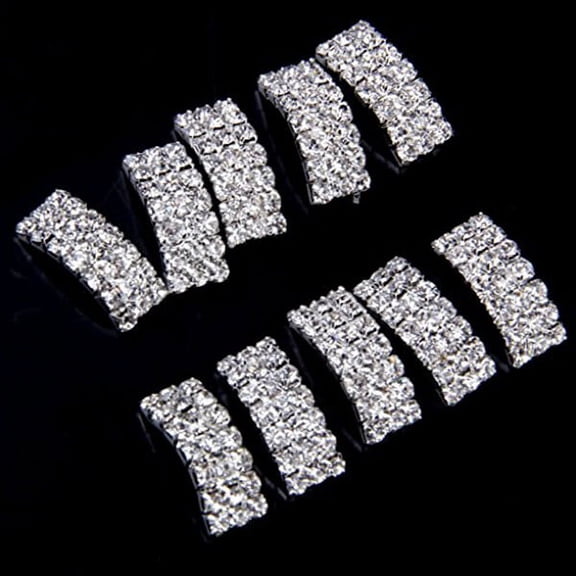 LOLIPPYY 10Pcs Vaulted Rhinestone Ribbon Buckles Sliders Clear Crystal Wedding Craft Decoration Accessories