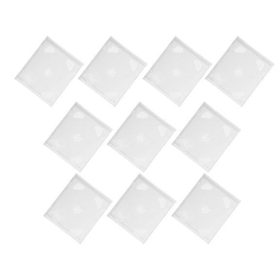 LOLIPPYY 10Pcs White Cd Holder Case Stackable Plastic Storage Box with Flip Lid and Shatterproof Design