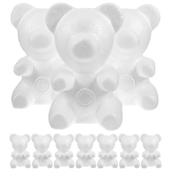 LOLIPPYY 10-Pack White Foam Bear Figures for Painting, Crafting, and Decorative Display Projects