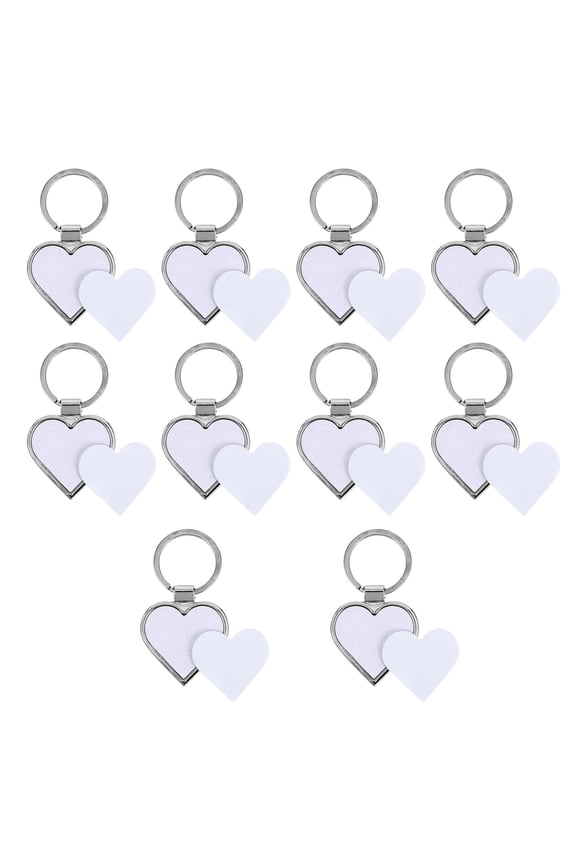 10-Pack Heart Shaped Metal Keychain Blanks for Sublimation, Photo Printing, Craft Supplies