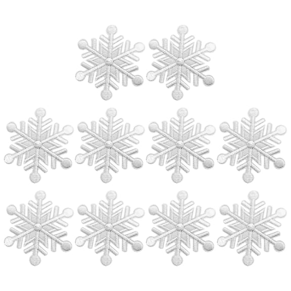 LOLIPPYY 10Pcs White Snowflake Embroidery Appliques for Clothes Bags and Craft Projects