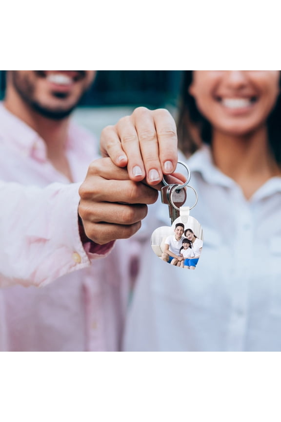 10Pcs White Sublimation Heart Keychain Blanks for Handmade Craft Projects