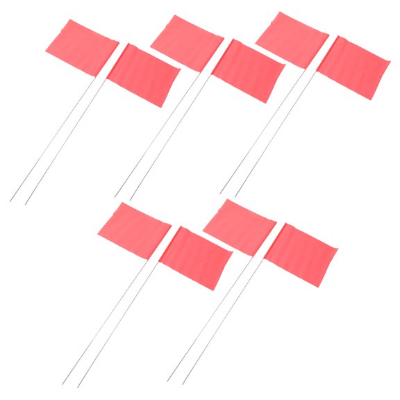 LOLIPPYY 10Pcs Wire Stake Flags for Landscape Marking High Visibility Red Yard Markers for Garden Use