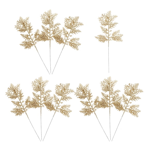 LOLIPPYY 10Pcs Xmas Artificial Leaves Golden Leaves Decoration for Christmas Tree and Party Props