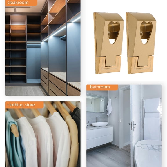 LOLIPPYY 10Pcs Zinc Alloy Closet Clothes Rod End Supports Golden Color for Home Closet Storage