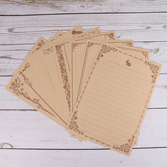 LOLIPPYY 10Set Black Kraft Writing Paper Featuring Charming Vintage Patterns for Letter Use