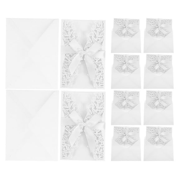 LOLIPPYY 10 Sets Elegant White Wedding Invitation Cards Featuring Butterfly Cut Floral Design for Special Parties