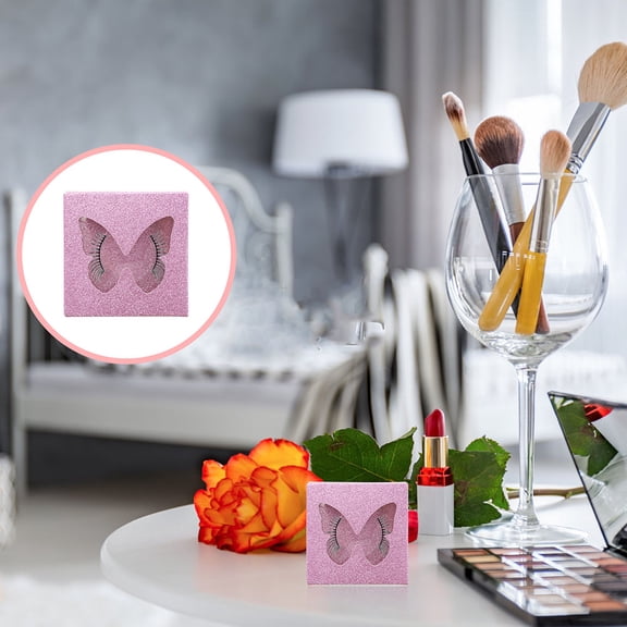 LOLIPPYY 10Sets Empty Lash Case Pink with Creative Butterflies Design and Lash Tray