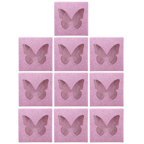 LOLIPPYY 10Sets False Eyelash Case Pink with Unique Hollow Out Butterfly Pattern for Storage