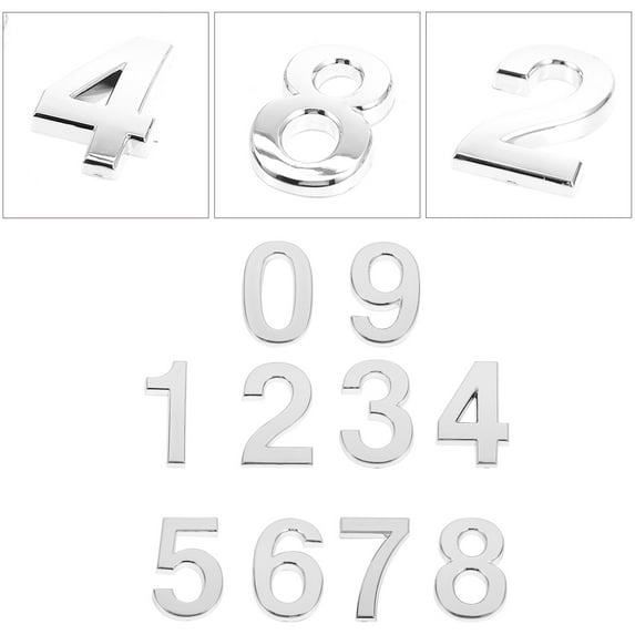 LOLIPPYY 10pcs 3D Models Door Number Decoration Digital Door Address Stickers Silver for Mailbox