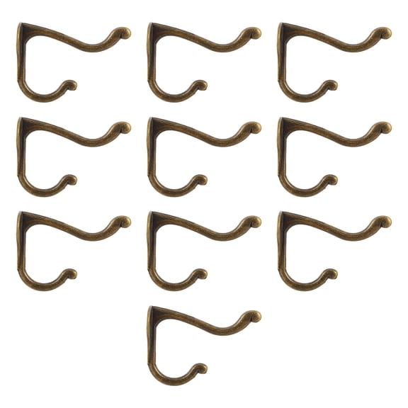 LOLIPPYY 10pcs Clothing Hooks Metal Dual Prong Mounting for Entryway Use