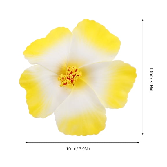 LOLIPPYY 10pcs Light Yellow Artificial Hibiscus Flowers for Tropical Decor Beach Parties Event Decorations