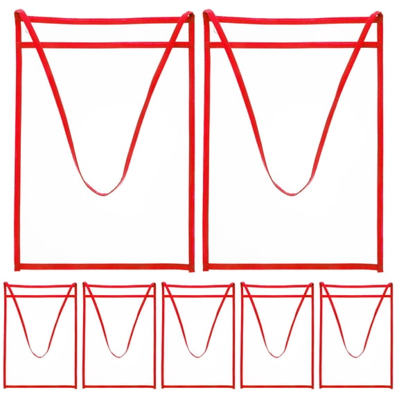 LOLIPPYY Set of 10 Red Transparent File Pockets, Reusable Storage Organizers for Office, Home, Travel, 10 x 13 Inches