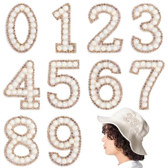 LOLIPPYY 10pcs Rhinestone Number Patches for Fashionable DIY Clothing Projects