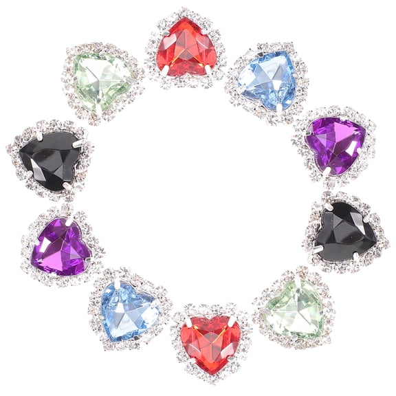 LOLIPPYY 10pcs Sew on Rhinestones Heart Shaped Crystal Gems Rhinestones for Jewelry Crafts Clothes