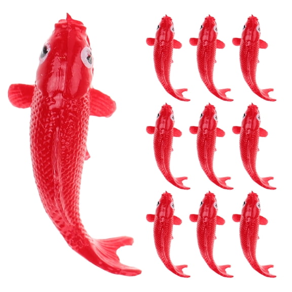 LOLIPPYY Set of 10 Red Resin Fish Sculptures for Aquarium Decor and Underwater Scene Enhancement