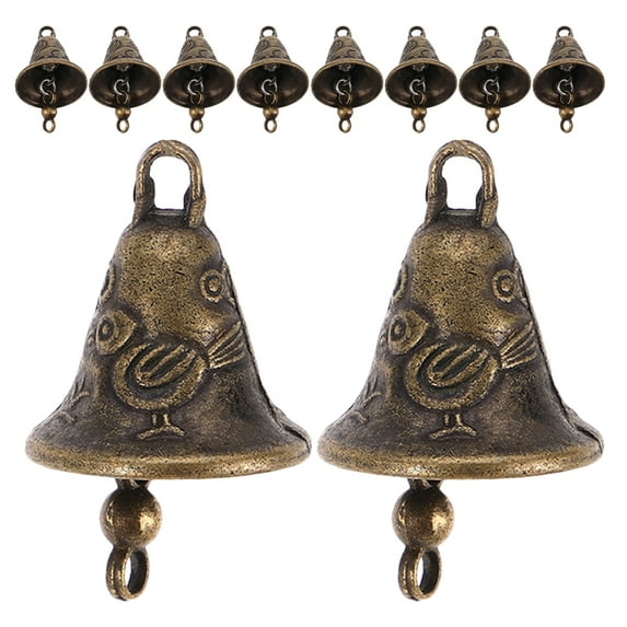 LOLIPPYY 10pcs Small Antique Bells Hanging Cowbells Wind Chime Accessories Wall Decor For Wreaths Outdoor Indoor Christmas Decorations