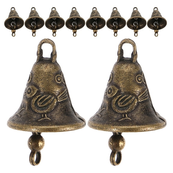 LOLIPPYY 10pcs Small Antique Bells Hanging Cowbells Wind Chime Accessories Wall Decor For Wreaths Outdoor Indoor Christmas Decorations