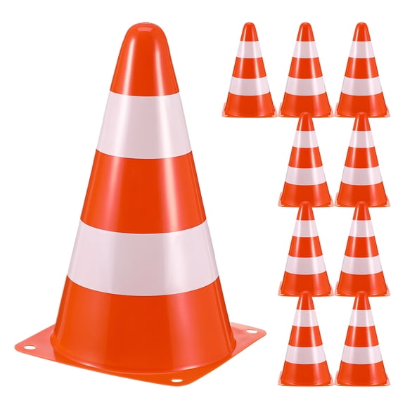 LOLIPPYY 10pcs Small Traffic Cones: 8.8" Tall Plastic Training Roadblock Cones - Agility Marker for Soccer Football Basketball Field Drills Sports Practice Outdoor Activities