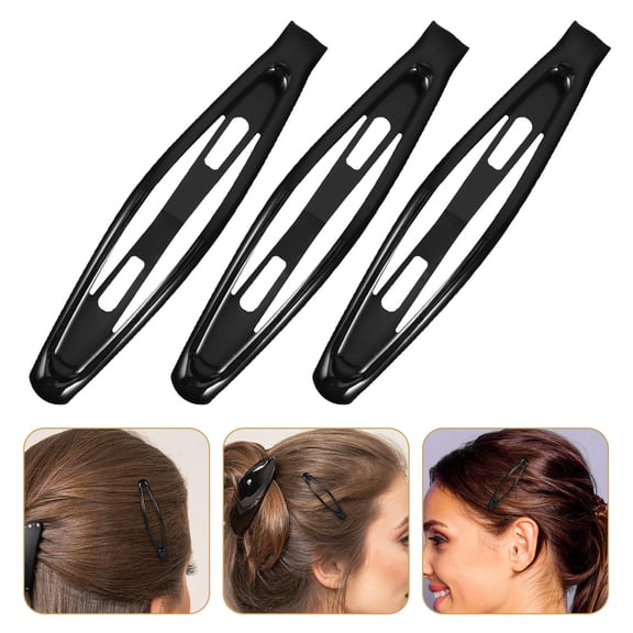LOLIPPYY 10pcs Snap Clips for Hair Black Metal Hairpins for School Activities Toddlers 6 x 2 x 0.5in
