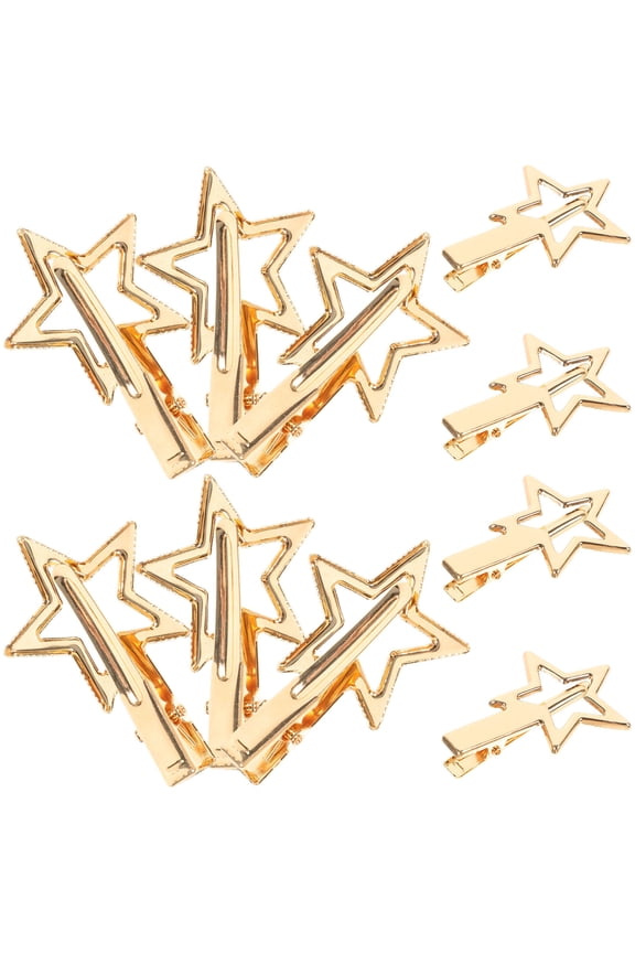 Set of 10 Star-Shaped Metal Snap Hair Clips for Girls, Perfect for Everyday Use and Styling