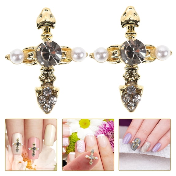 LOLIPPYY Versatile Zinc Alloy Nail Art Cross Charms for Personal and Salon Use 10Pcs