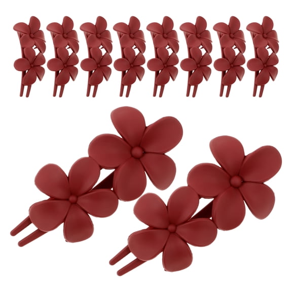 LOLIPPYY 10pcs Wide Jaw Hair Clips Dark Red Plastic Versatile Styling for Women Picnic with Friends