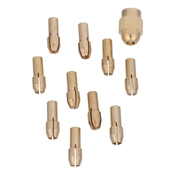 LOLIPPYY 11Pc Drill Chuck Collet Kit with Copper Nuts for Rotary Tool Replacement and Metalworking Stability