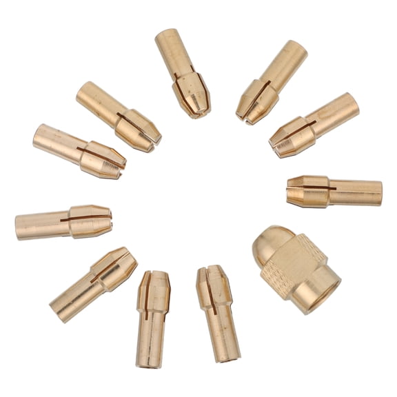 LOLIPPYY 11-Piece Rotary Tool Collet Set with Copper Chuck for Precision Engraving, Drilling, Grinding and Projects